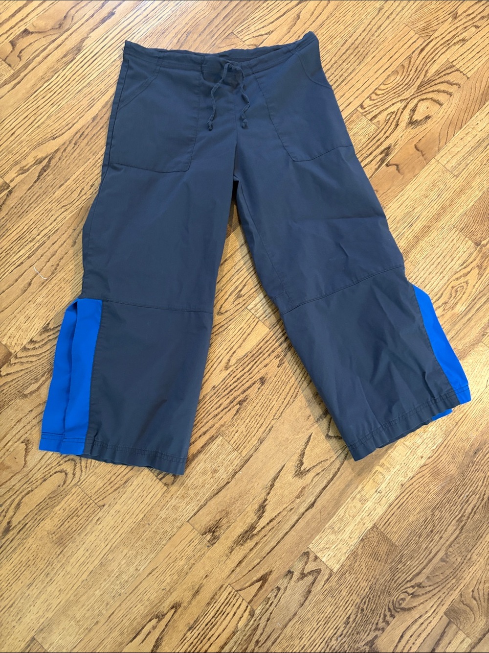 Women's Ankle Crop Active Pants with Blue Side Panels